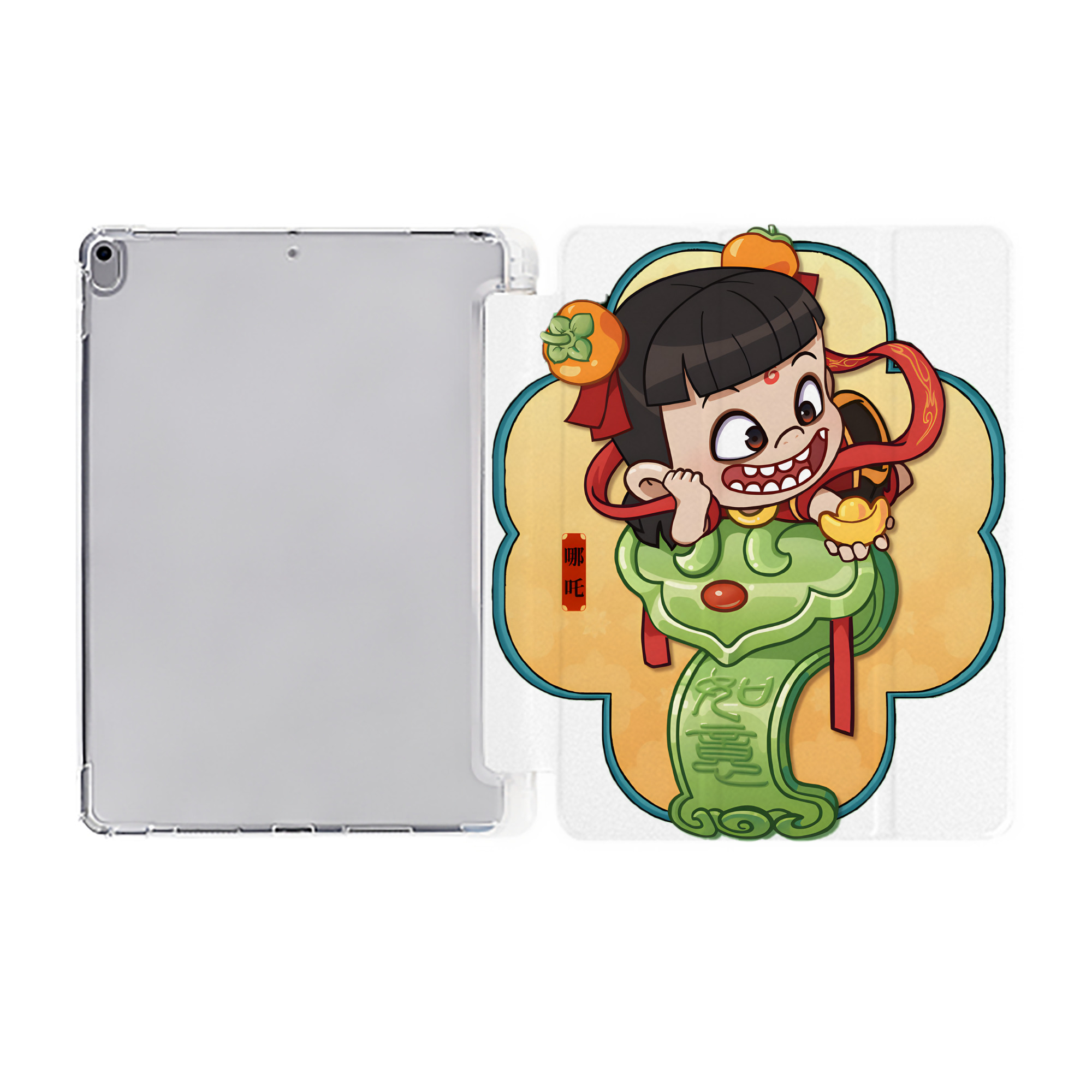 （画像用） Ne Zha 2 ナタ 魔童の大暴れ IPad ケース ペン収納付き 三つ折りスタンド PUレザー×シリコン 対応機種9.5/10.5/10.9インチ
